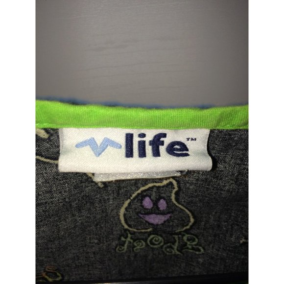 Halloween Scrub Witch Cat Pumpkin Monster Hat Black Life Brand Medical Top - Picture 4 of 8